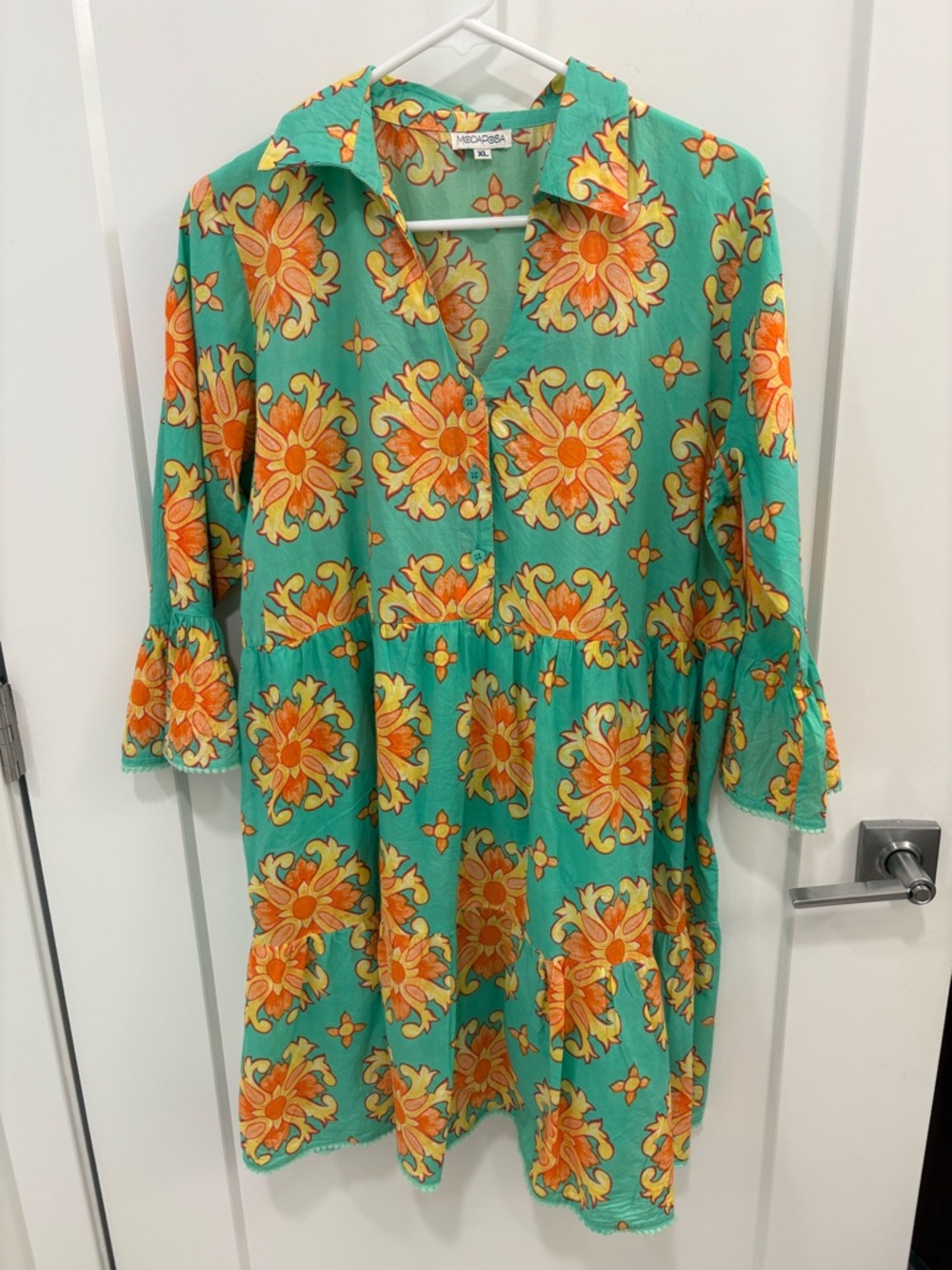 MISSONI Green Floral Print Button-Front Tunic Dress